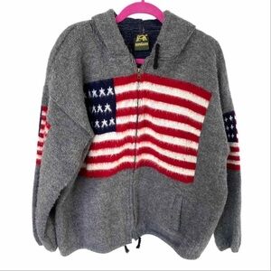 Ruminahui USA Patriotic Wool Zip Up Hooded Jacket